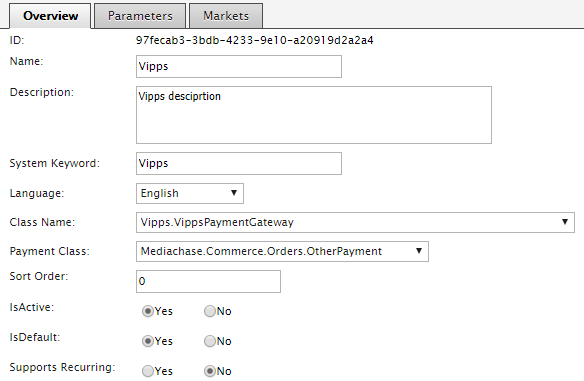 Payment method settings