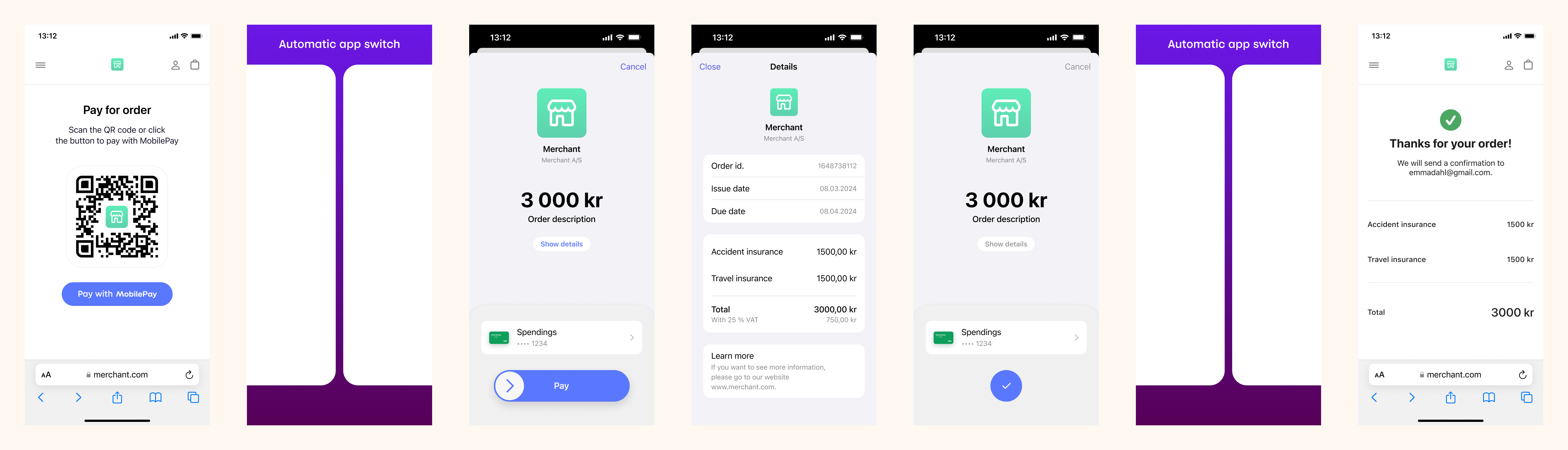 MobilePay payment request landing page flow