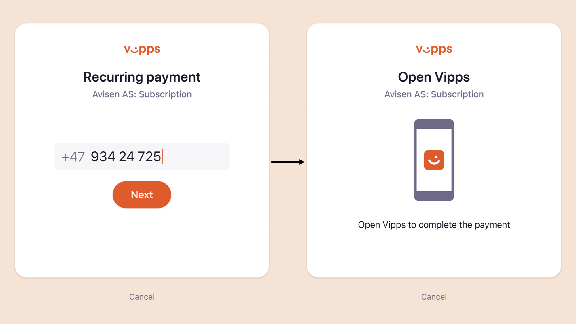 Vipps or MobilePay landing page